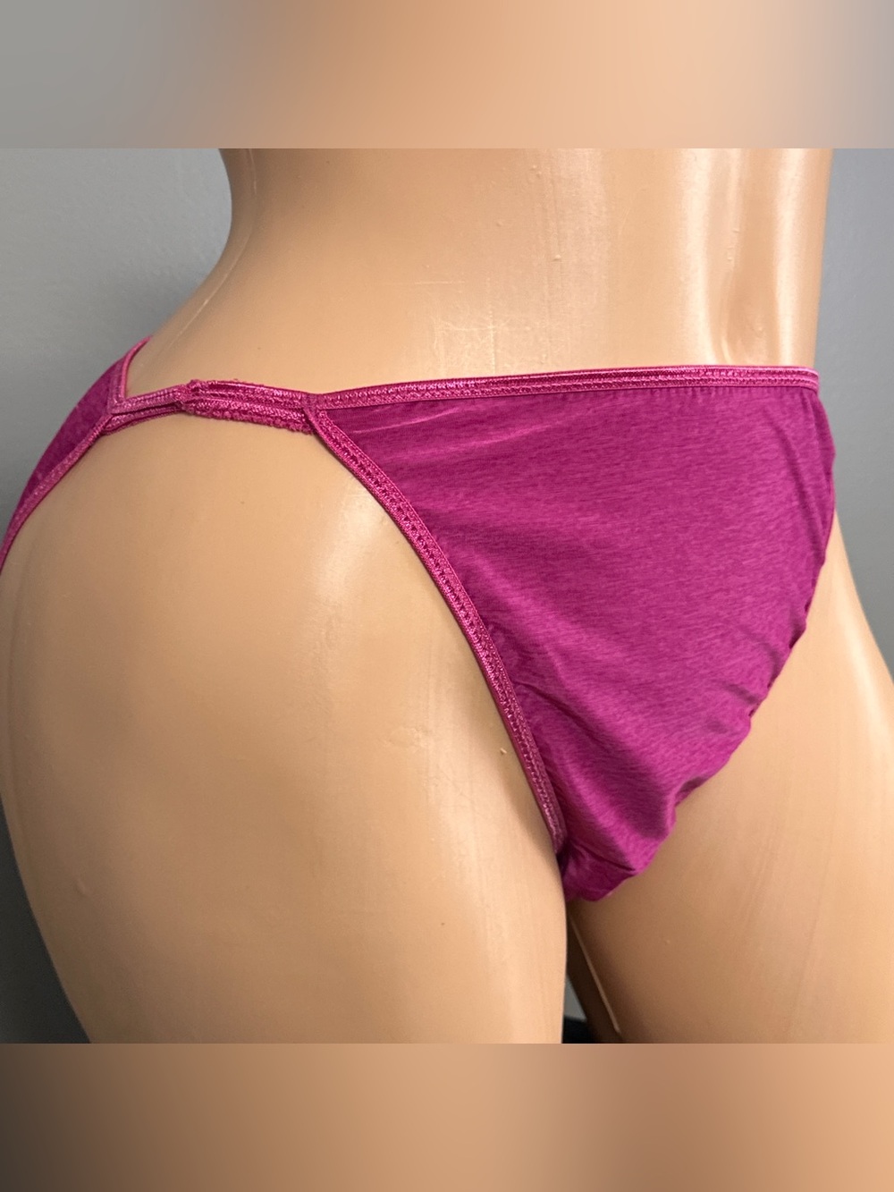Vintage Vassarette Second Skin String Bikini Panties Size 8 XL 18205 Magenta